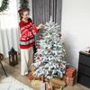 5 ft Artificial Flocked Christmas Tree with 717 Branches, Hinged Xmas Tree with Foldable Metal Stand, Easy Assembly for Home Office Decor