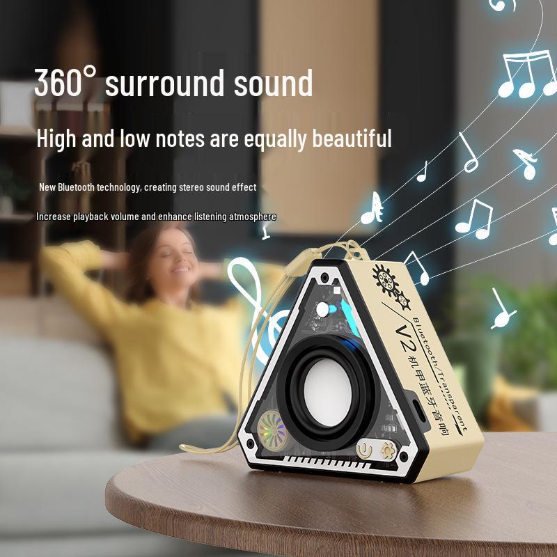 Compact Wireless Bluetooth Speaker - High Quality, Portable Outdoor Mecha Subwoofer V2, Mini Desktop Trendy Play