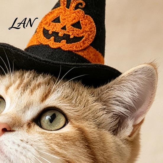 Cosplay Headgear for Dogs Pet Halloween Witch Hat, Bows/Pumpkins Decor, Adjustable Felt Pumpkin Bat Ghost Costume Accessory, Lightweight Comfortable