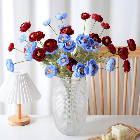 Künstliche Lulian Blume Faux Seide Ranunkel Blume mit Stiel 4 Köpfe Fake Ranunkel Arrangement für Zuhause Hochzeit Dekoration Tischmittelstück