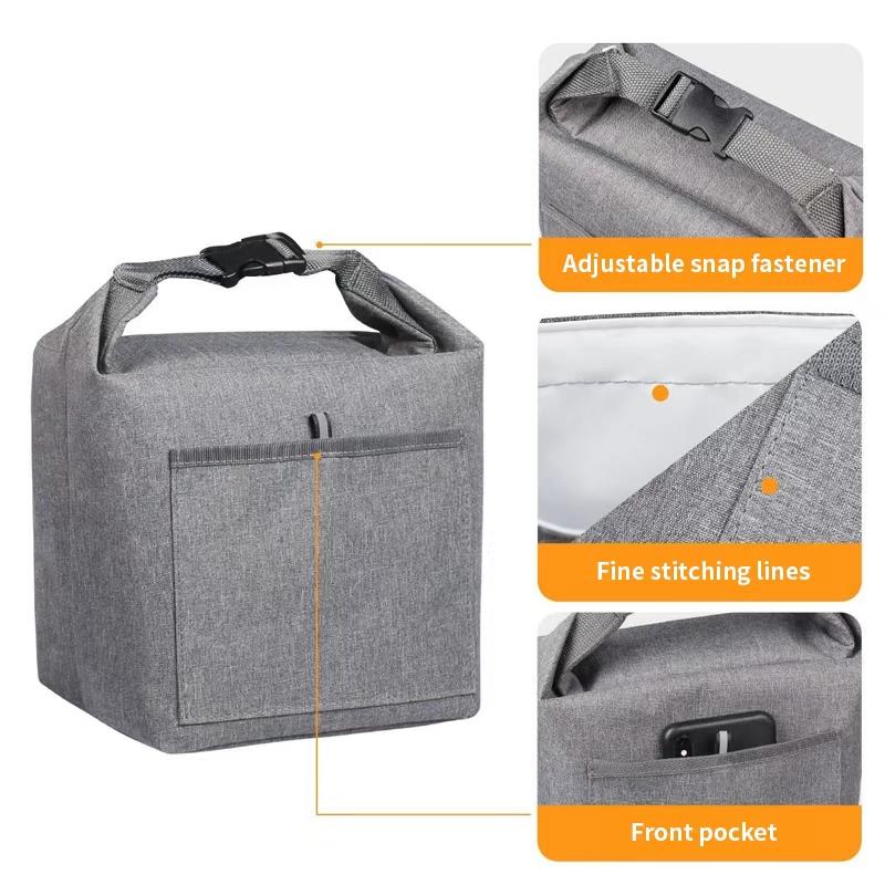 Insulated Portable Lunch Bag Waterproof Fresh-Keeping Thermal Bento Tote with Oxford Fabric Handbag for Food Storage Picnic Work