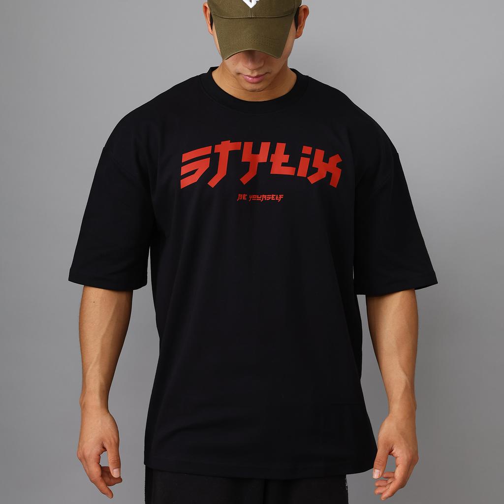 Seutailligseu Lettering B Pure Cotton Oversized Short Sleeve T-Shirt 4 Colors