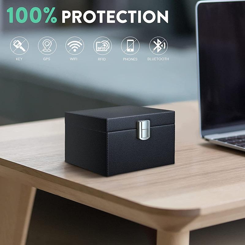 Black RFID Shielded Faraday Box Anti Theft Fob Protector Radiation-proof Mobile Phone Signal Shield Box Wifi