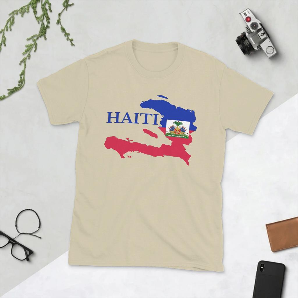 Unisexs Haiti Map Flag T Shirts Cotton Clothes Amazing Short Sleeve Round Neck Tees Plus Size TShirt