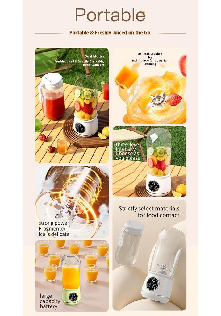 Rechargeable Double Cup Juicer & Ice Crusher for Camping and Travel