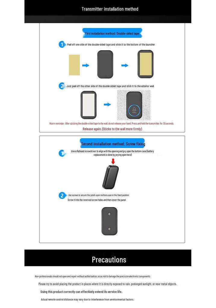 Ultra-long Range Wireless Smart Doorbell with Flashing Light Remote for Home & Elderly Use