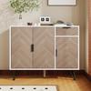 Modern Storage Cabinet, Sideboard in White and Wood Look with Drawer and Height-Adjustable Shelves (90 x 30 x 71.5 cm)