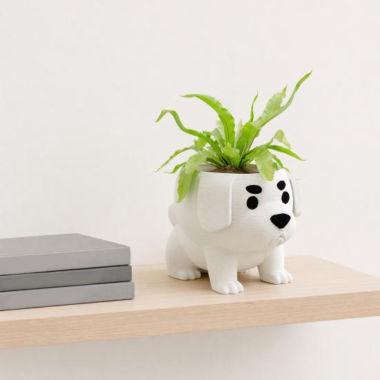 Dog Shaped Planter 2 Pcs Pot, Funny 3D Printed Animal Planter, Healing Desk Decor Cute Puppy Flower Pot for Home Office Indoor Outdoor Micro Landscape