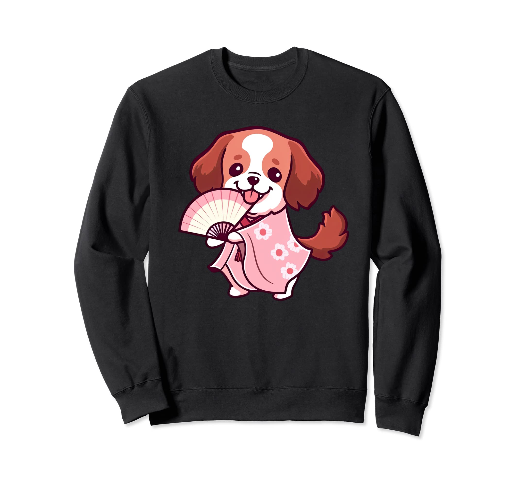 

Brittany Funny Summer Sweatshirt Spaniel, Yukata, Dog, Festival, чёрный