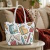 Cartoon School Stationery Pattern Portable Casual Tote Bag Cute Daily Use Handbag for Students Lightweight Shoulder Bag