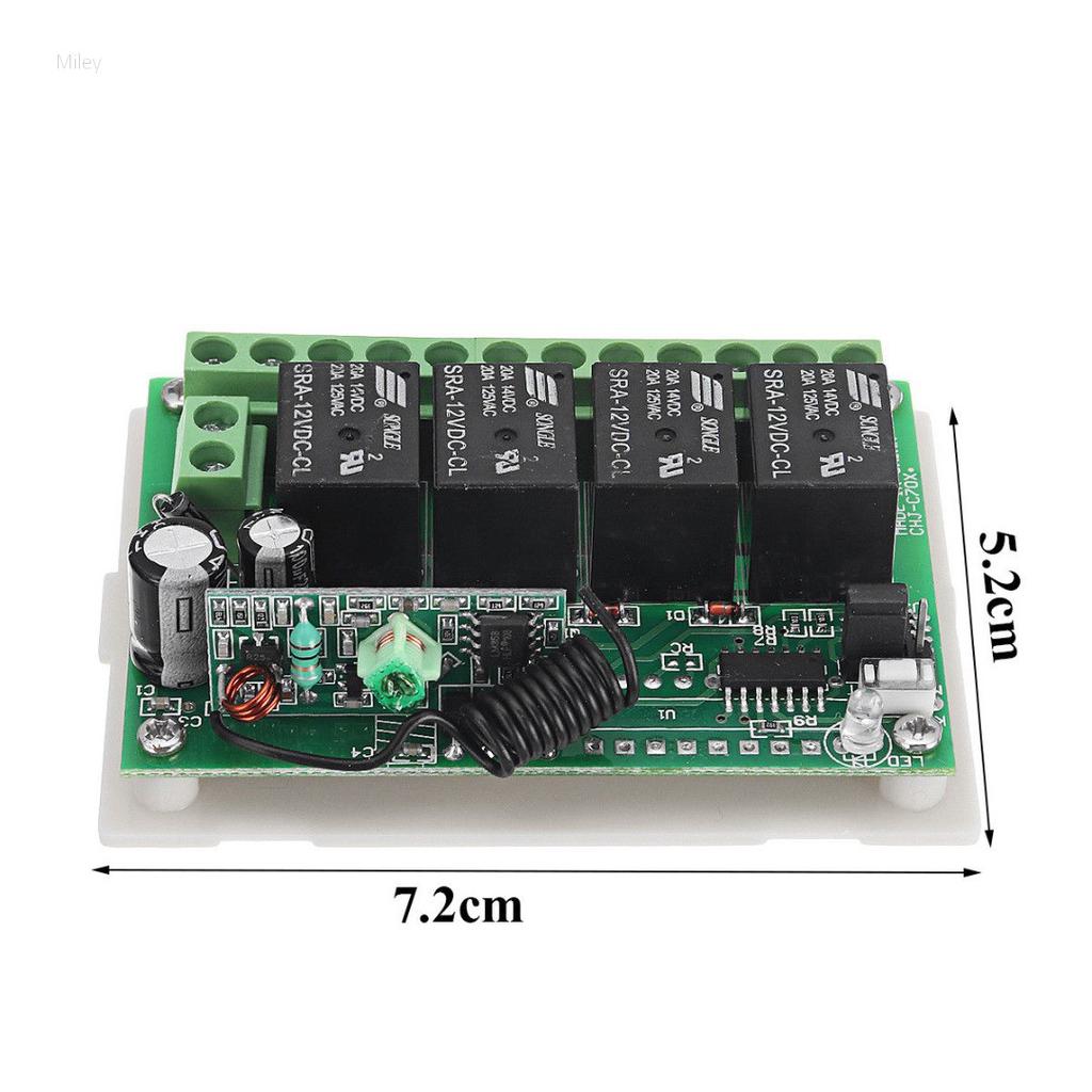 Buy Idl DC 12V 433MHz Relay 4CH Wireless Remote Control Switch 4 ...