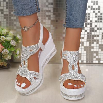 Women's Rhinestone Wedge Platform Sandals Fashion Versatile Women Shoes