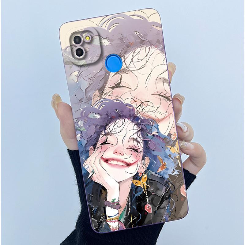For Tecno Pop 4 Lte Case Liquid Silicone Fashion Simplicity Oil Painting Floral Back Cover For Techno Pop4 Air Phone Case BC1s