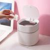 Desktop Trash Can Plastic with Lid Mini Small for Dining Table Desk Home Office for Clutter Storage