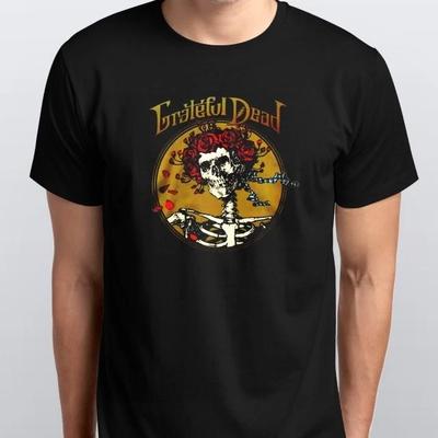 Grateful Dead Skull Logo Graphic Unisex 100% Cotton T-shirt Mens Tees Top S M L XL XXL 3 4 XL Black