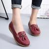 Autumn mother shoes single shoes women's flat bottom women's Doudou shoes genuine leather flat heel soft sole leather shoes large size women's shoes