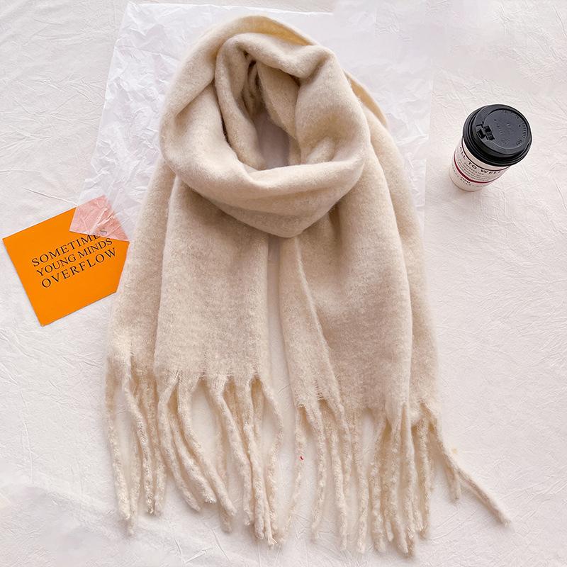 Ankola Red Mohair Solid Color Scarf Women's Winter High-end Sense Atmosphere Shawl for Boyfriend and Girlfriend