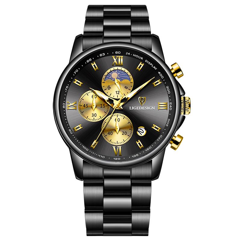 New Business Men Watch Fashion Sports Chronograph Military Watches For Men Stainless Steel Waterproof Quartz Wristwatch