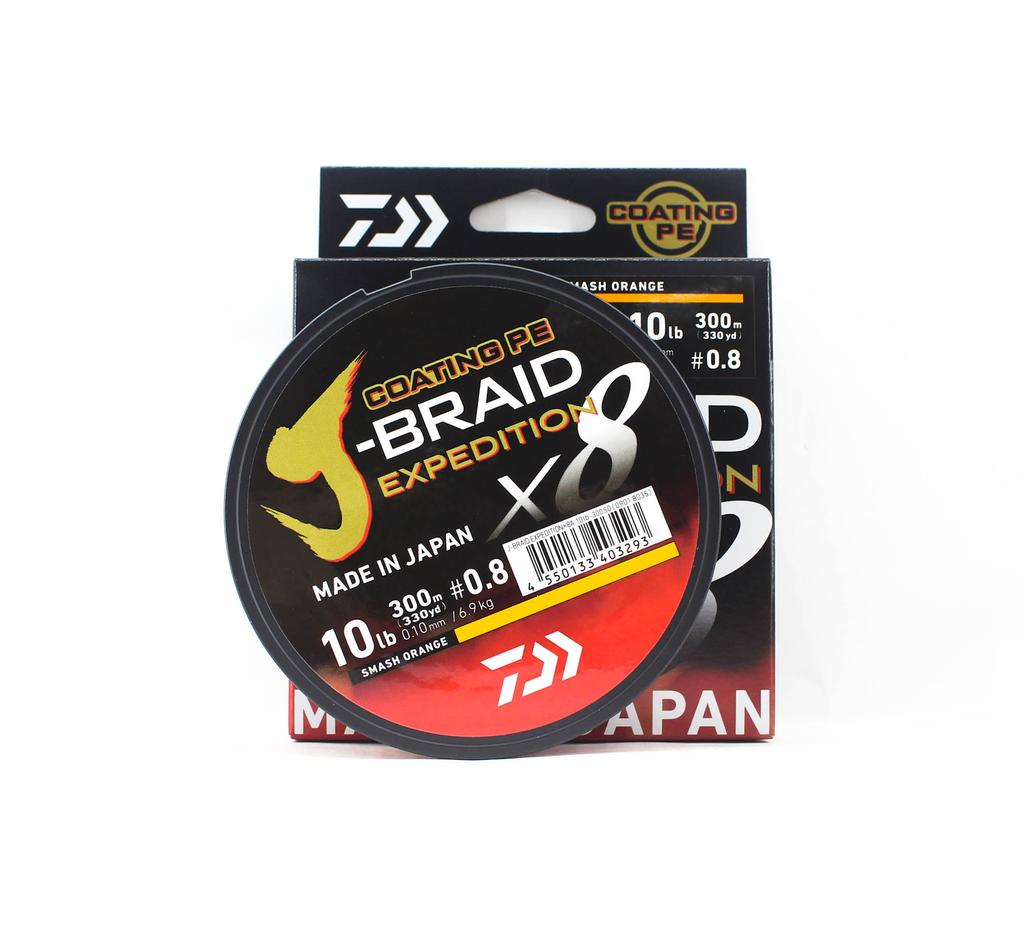 Daiwa PE Line J Braid Expedition X8 300m 10lb Smash Orange (3293)