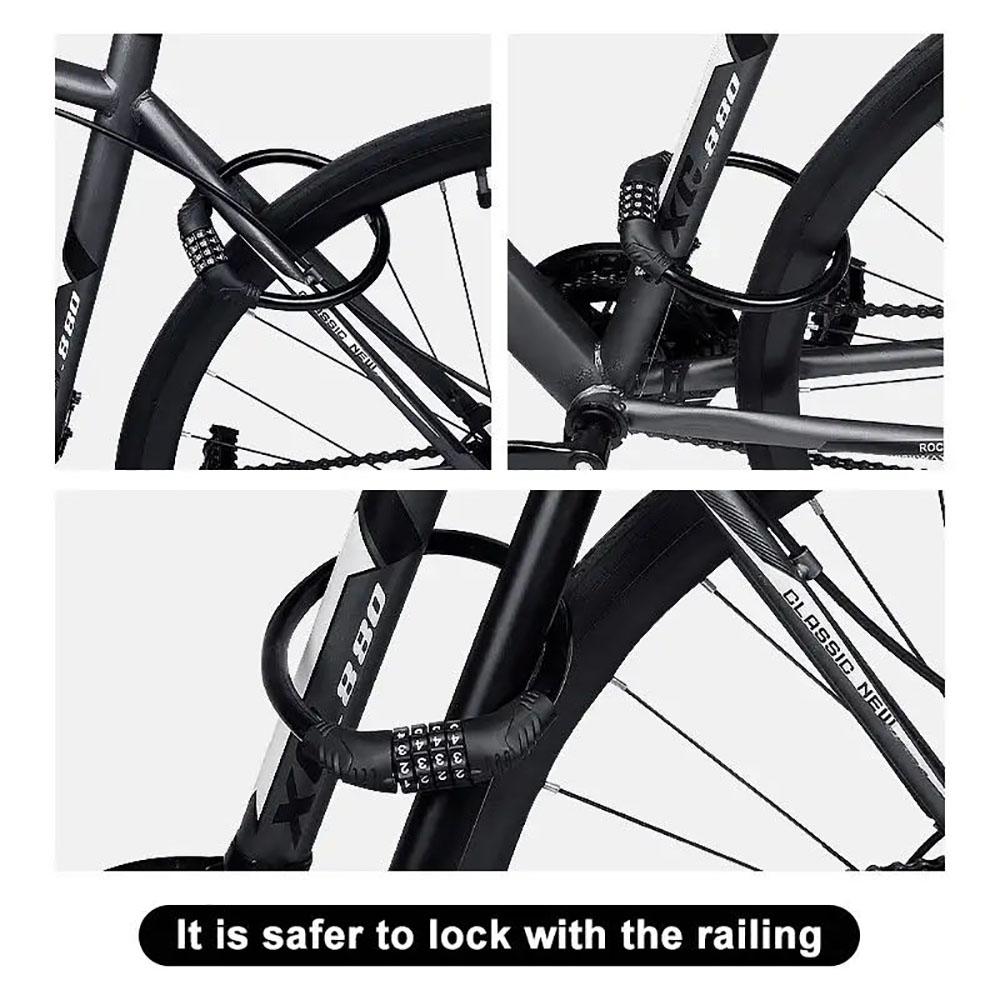 Bike Lock 4 Digital Code Anti-Theft Bicycle Cable Lock Stainless Steel Security Locks Portable Combination Code Padlock