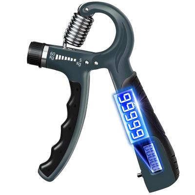 Catsobat Handgriffzähler Digital Batterie Professionell Muskelaufbautraining Griff Gripper Last Einstellbar Tag Eingebaut [30 Tage Herstellergarantie] (Dunkel