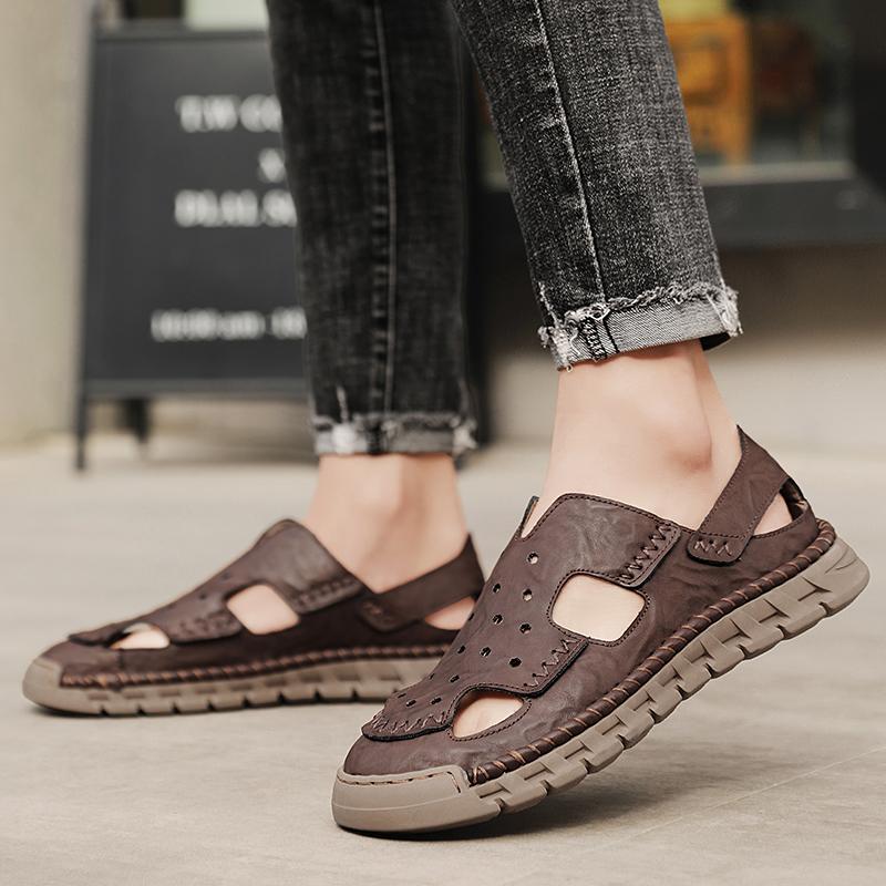 Casual Shoes Men Sandals Real Leather Outdoor Mens Summer Sandals Fashion Comfortable Soft Sandals Plus Size 48 Handmade Leather