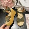Fashion Wedge Heel Summer New Fashion Platform Thick Bottom Buckle Casual Comfortable Walking Shoes Sandals for Women DLSYXD