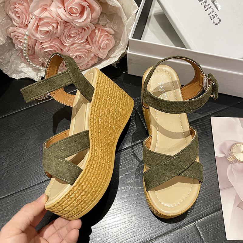 Fashion Wedge Heel Summer New Fashion Platform Thick Bottom Buckle Casual Comfortable Walking Shoes Sandals for Women DLSYXD