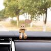 Shaking Wooden Man Figurine Car Dashboard Decor Accessories for Vehicle, Office Sturdy Versatile