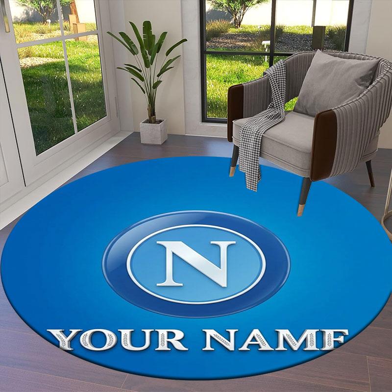 SSC Napoli Custom Name Round Area Rug,Carpet Rug for Living Room Bedroom Sofa Playroom Decor,Non-slip Floor Mat