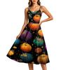 Women's Casual Halloween Print Round Neck Sleeveless Dress for Holiday Party