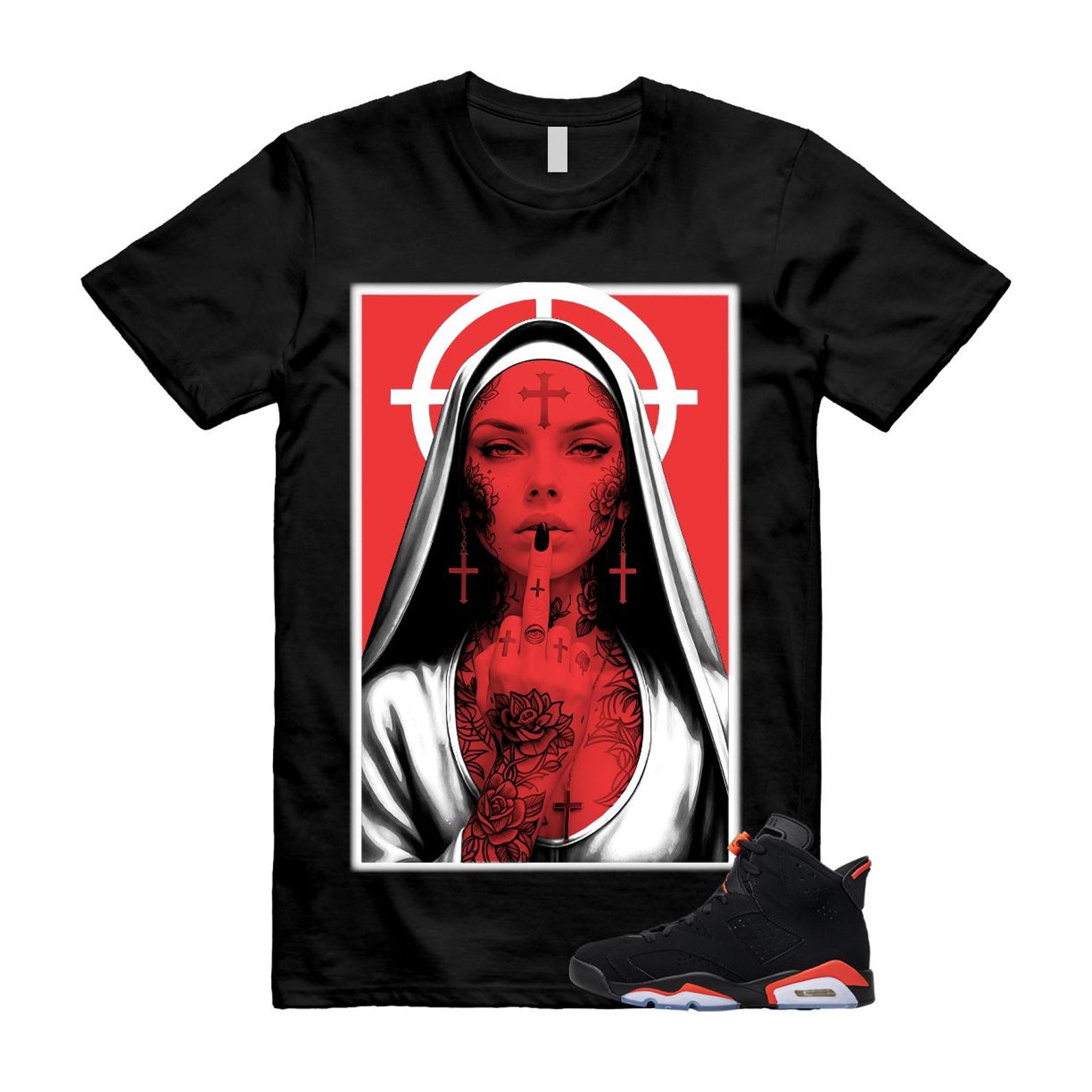 6 Infrared Salesman Black Red T Shirt Match NUN S