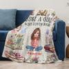 Just A Girl Who Loves Books Flannel Throw Blanket Floral Book Lover Reading Gift Blanket