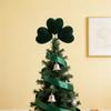 Patricks Day Shamrock Tree Toppers Ornament for Festival Holiday Atmosphere Durable Polyester Materials Tree Accessory