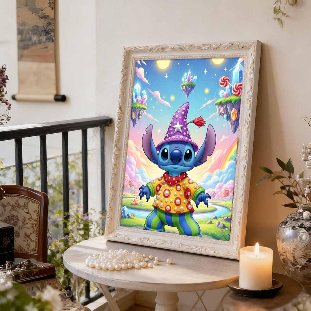 Disney Pearl Painting Stitch Pearl Wizard Hat Candy Wonderland Art 5D Exquisite Landscape Sparkling Craft Home Wall Decoration DIY Handmade Gift