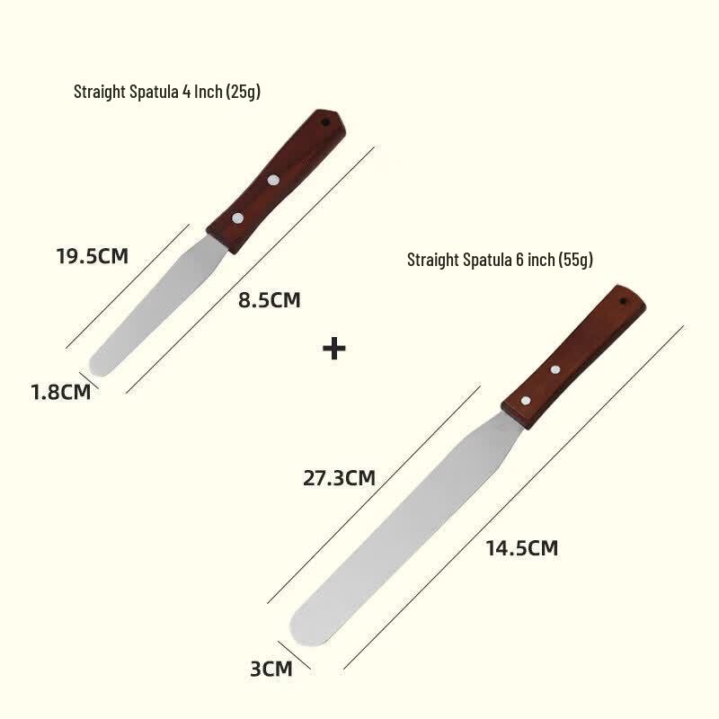 Qiwei Wooden Handle Stainless Steel Offset Icing Spatula