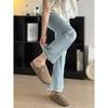 Blue Lace Nine-Point Jeans for Women, New Spring and Summer Style, Plus Size, Flattering for Pear-Shaped Body, Stretchy Straight-Leg Flared Pants