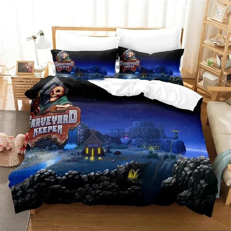 Game Graveyard Keper Beding Set,Soft Duvet Cover Warm Comforter Bed Linen Set Comfortable Quilt Cover Pilowcase,King Quen Twin Sized Dimensions Young