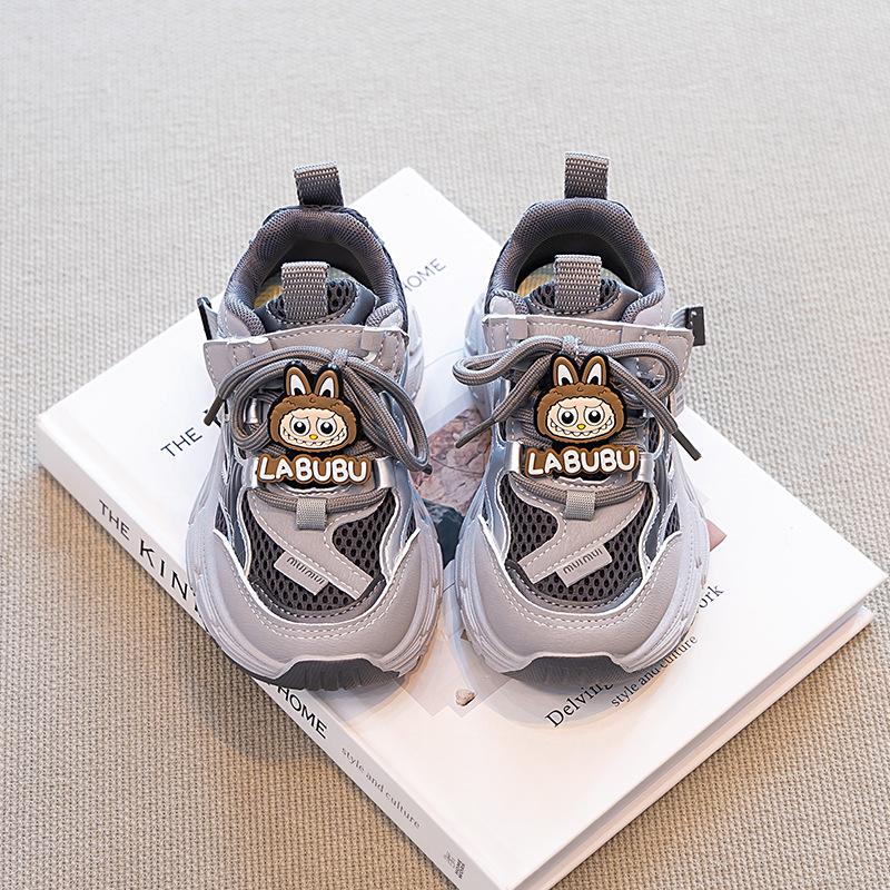 

Children s sports shoes mesh girls dad shoes 2025 new spring and autumn breathable casual boys running shoes cartoon 31 серый