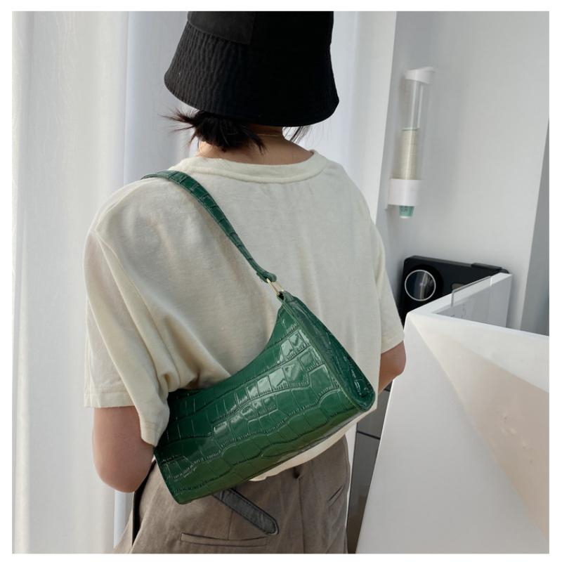 Solid Color Pu Leather Women'S Underarm Bag For Female Retro Casual Shoulder Bag Tote Clutch Purse Banquet Handbag