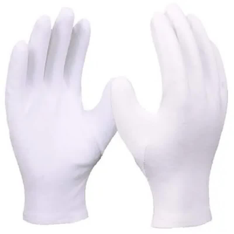 Hongyifei White Cotton Ceremonial & Work Gloves (12 Pairs)