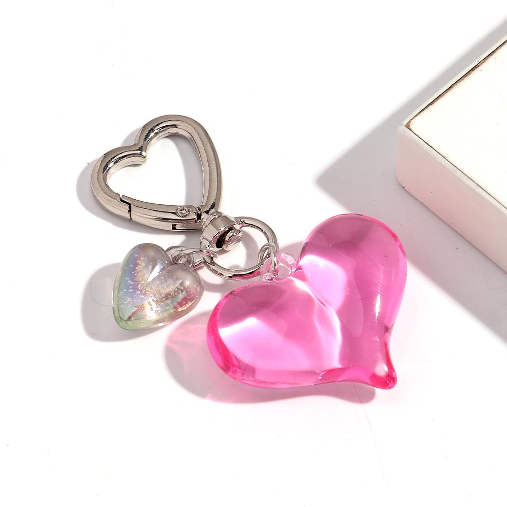 1pcs Sweet Heart Resin Keychain for Women Girl Clear Colorful Love Acrylic Keyring Phone Bag Charms Fashion Accessories Gifts