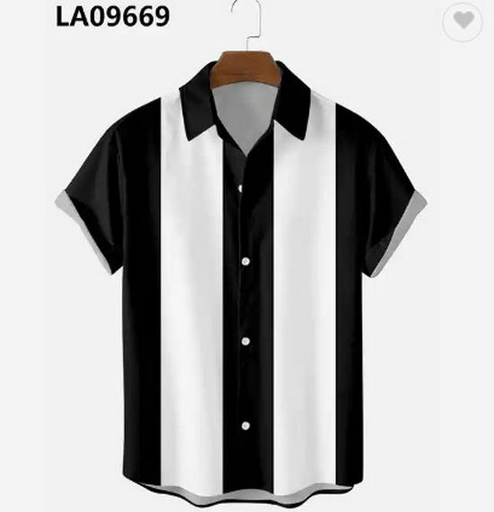 Camicia Casual da Uomo a Maniche Corte a Righe Primavera 2025