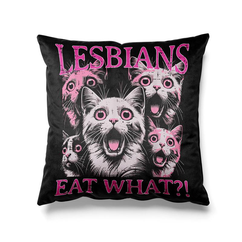 Aertemisi 18'' x 18'' Lesbians Eat What Funny Cat LGBTQ+ Square Throw Pillow Cushion Covers Cases Pillowcases 45cm x 45cm