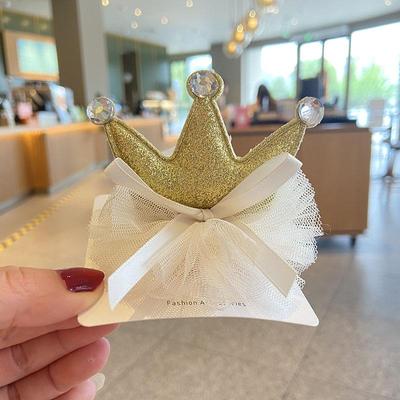 Girls' Summer Mesh Crown Hair Accessories Set: Hairpin & Baby Hairband