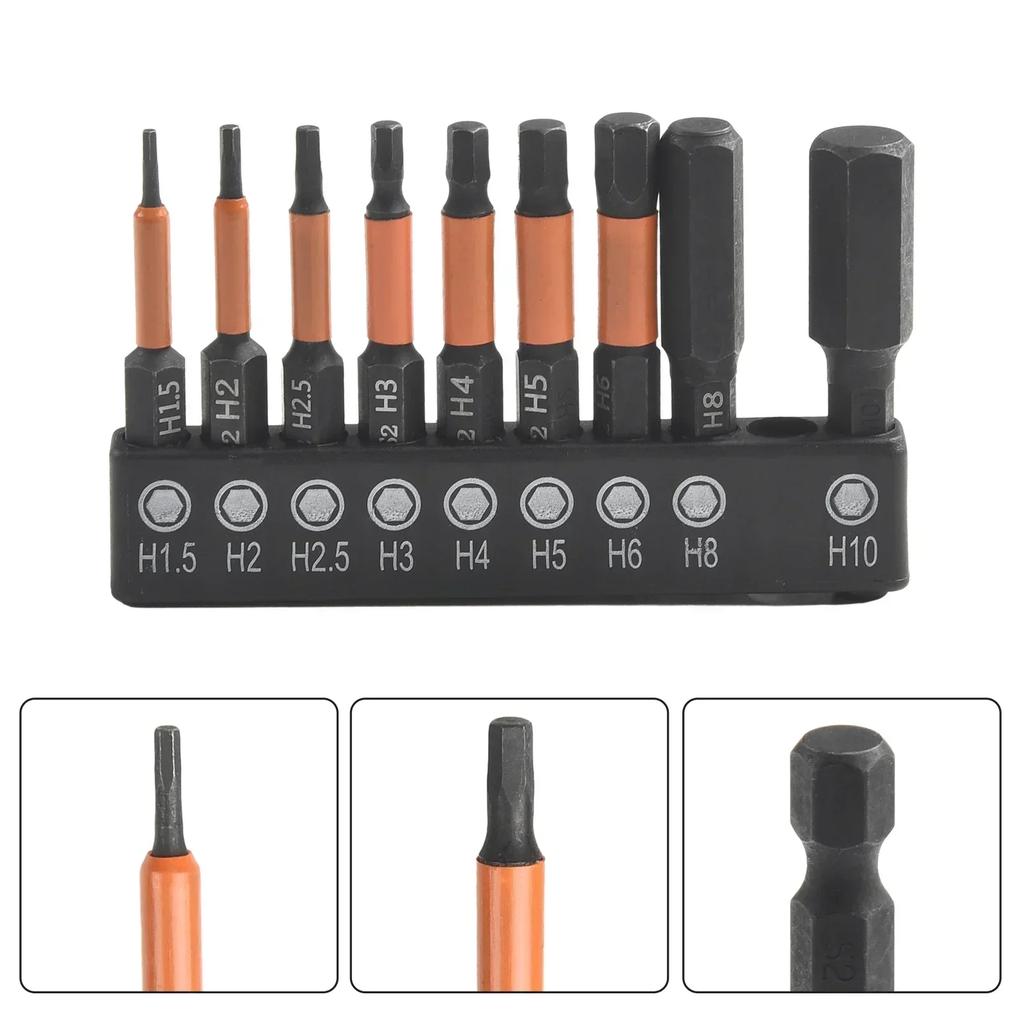High Hardness Screwdriver Bits Electric Screwdriver Orange 50mm Length Alloy Steel H1.5-H10 Hex Screwdriver Bit