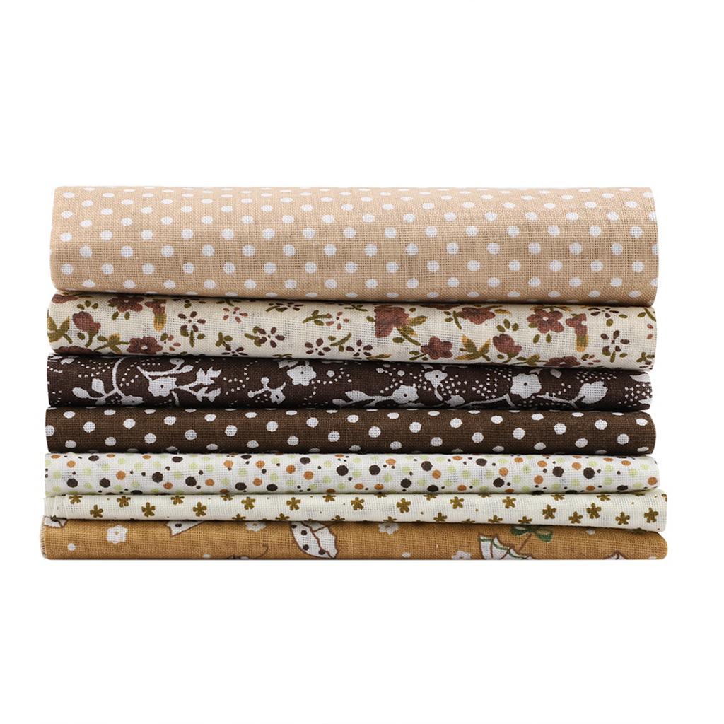 7 stk 50*50 cm Bomullsstoff DIY Assorted Squares Pre Cut Sengesett Quarters Bundle (brun)