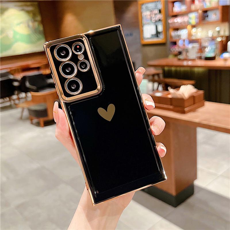 Bling Glitter Love Heart Plating Soft Case For Samsung Galaxy A53 5G S22 Ultra iPhone 14 Plus 13 Pro Max Shockproof Silicone TPU Back Cover Shell