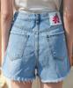UNKNOWN PLANET Up-232 Asymmetrical Denim Shorts Light Blue