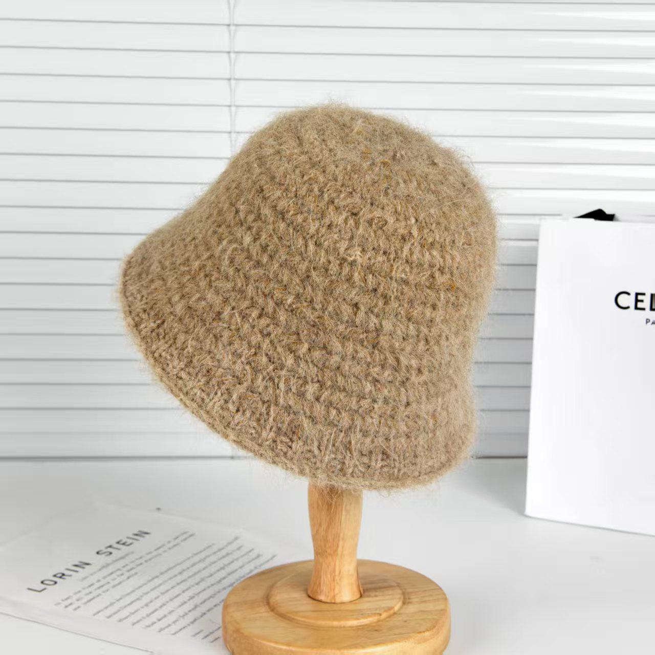 

Women s Japanese Wool Blend Fisherman Bucket Hat - Warm, Windproof, Face-Slimming Fall/Winter Trend One size хакі